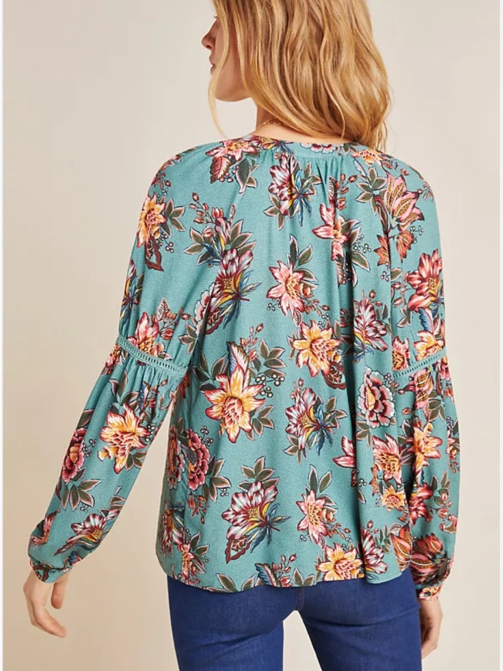 Farm Rio for Anthropologie Floral Peasant Blouse Size Large - Picture 3 of 12